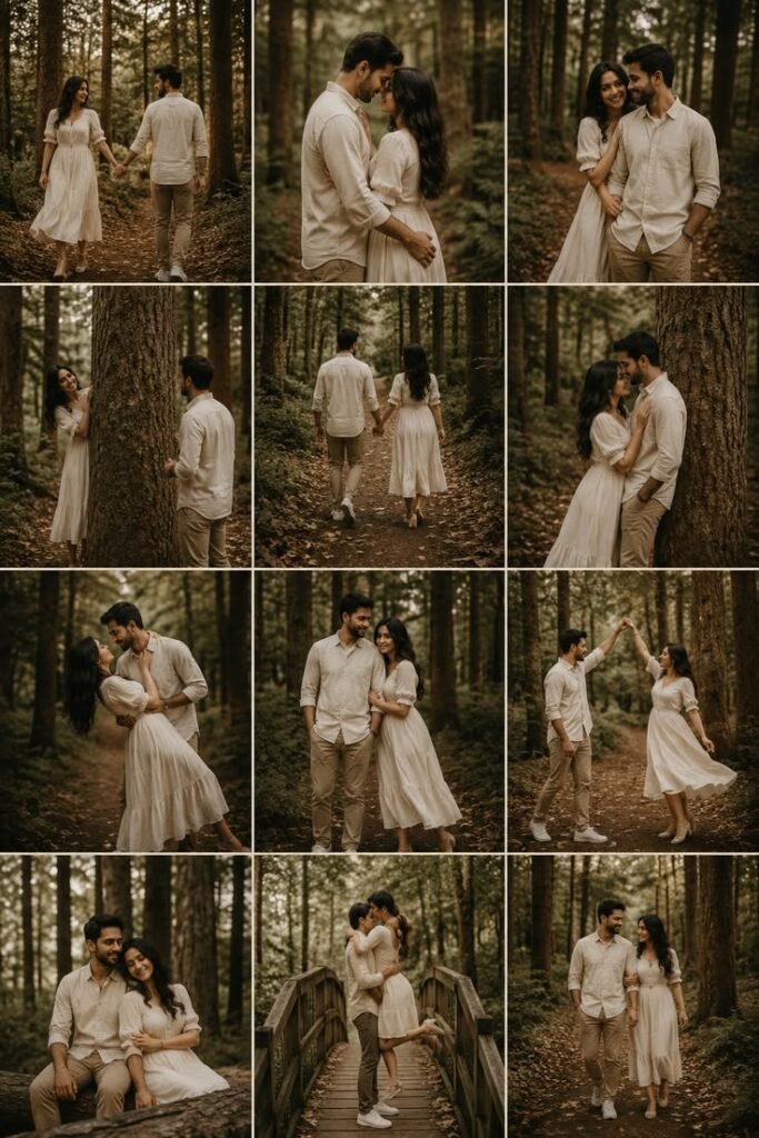 If you are considering forest-based pre wedding locations in Uttarakhand, choose comfortable footwear and an outfit that allows easy movement.